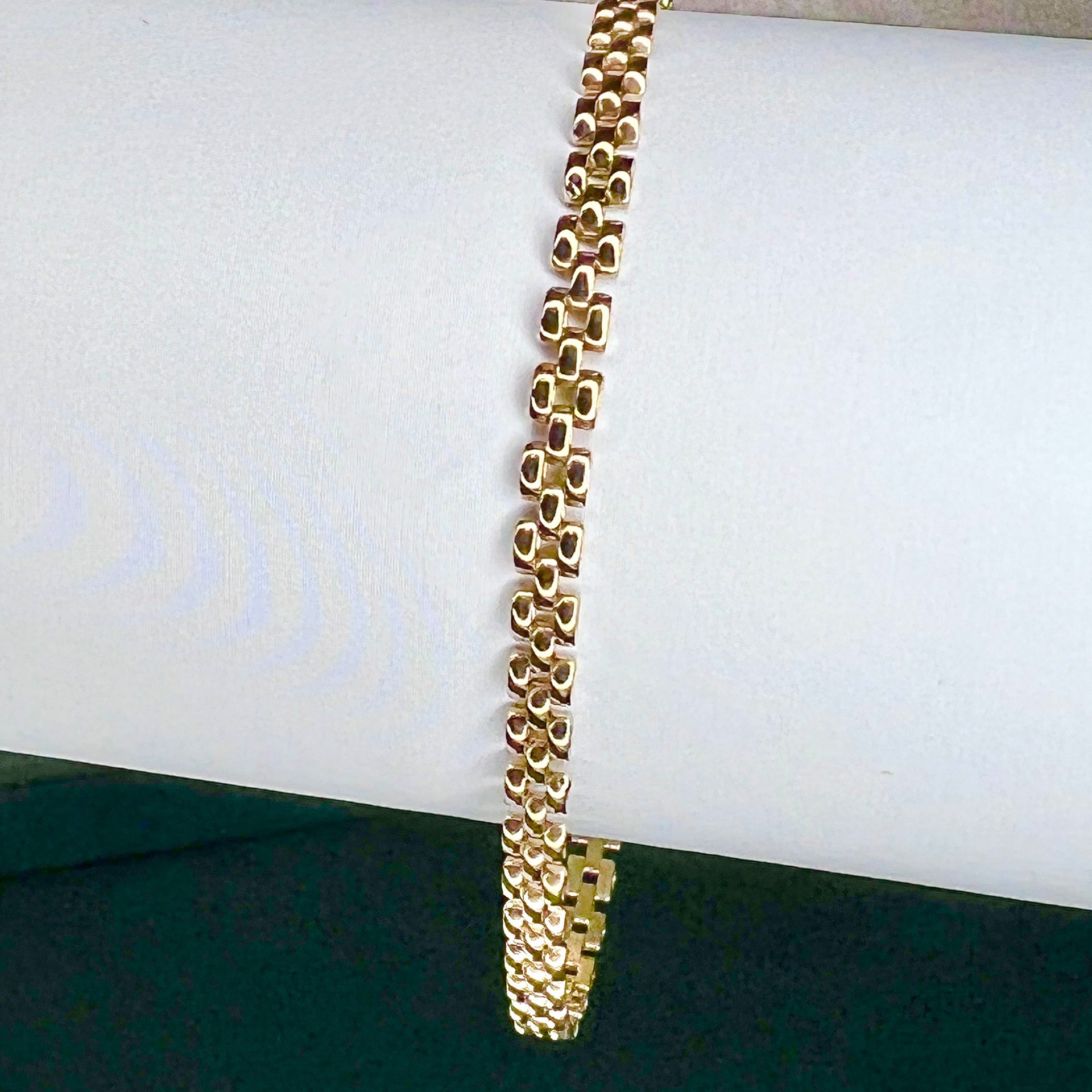 9ct Solid Gold 3 Row Panther Bracelet