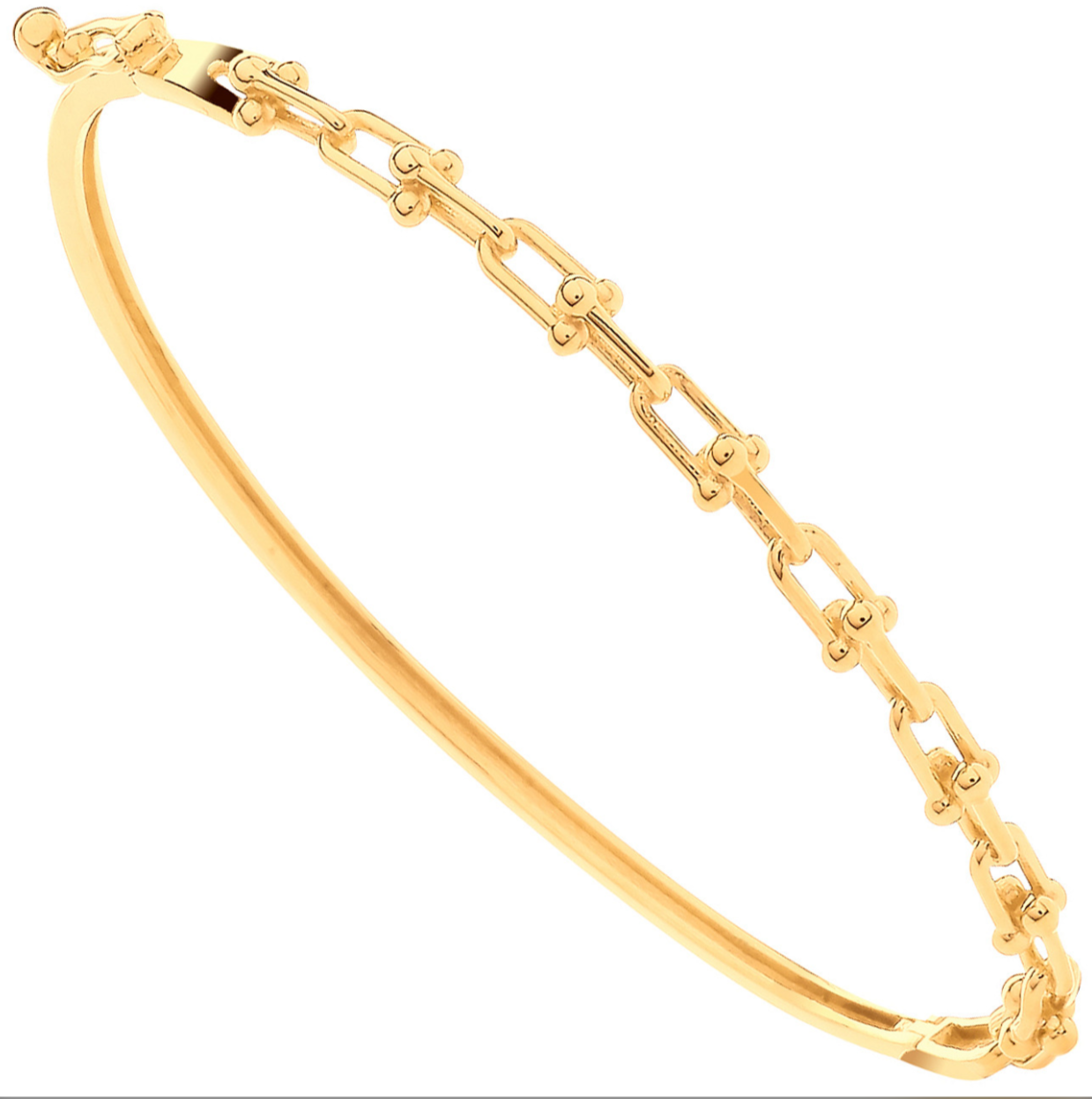 9ct Gold Hardware Pivot Link Ladies Bangle