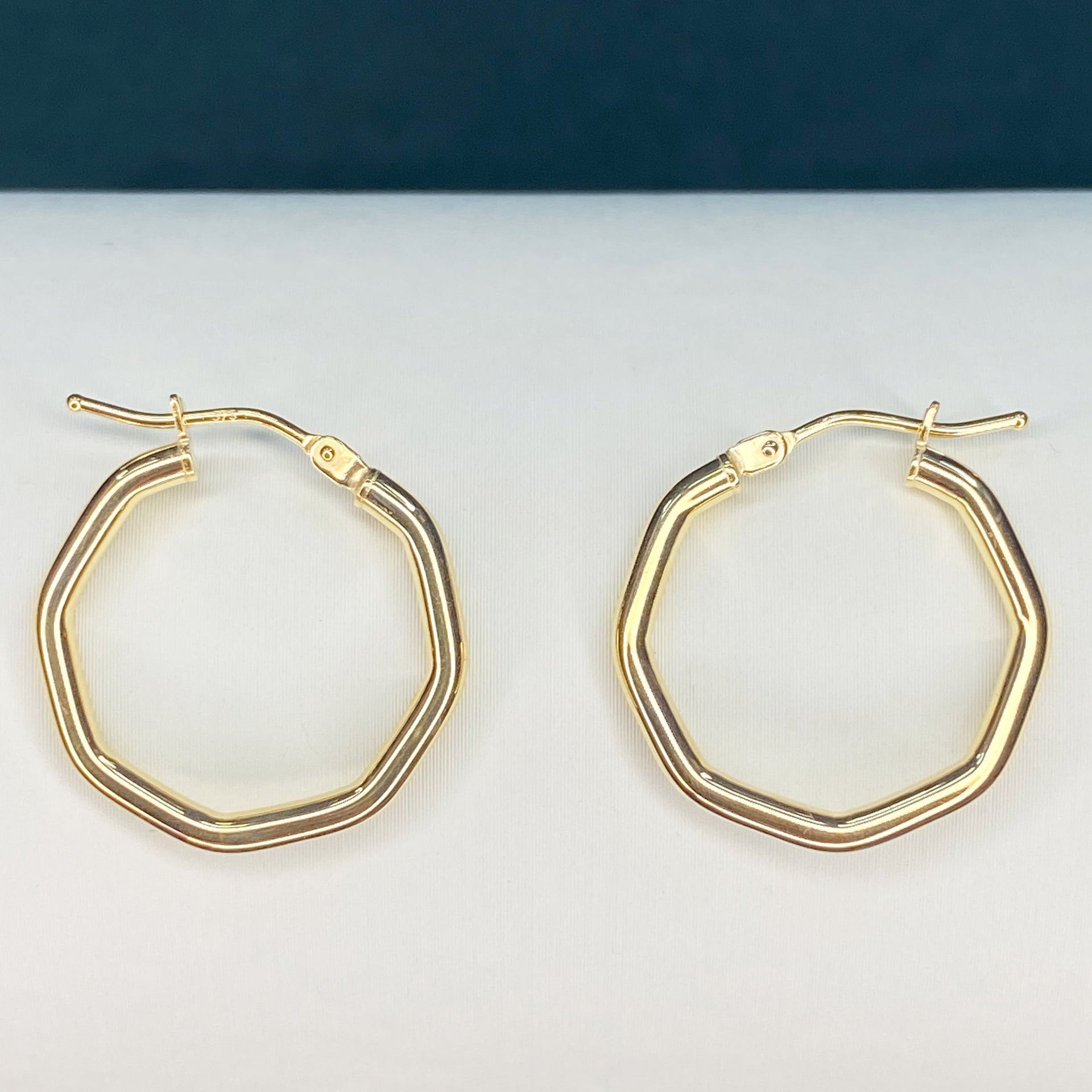 9ct solid Gold Octagon Hoop Tube Earrings 20mm
