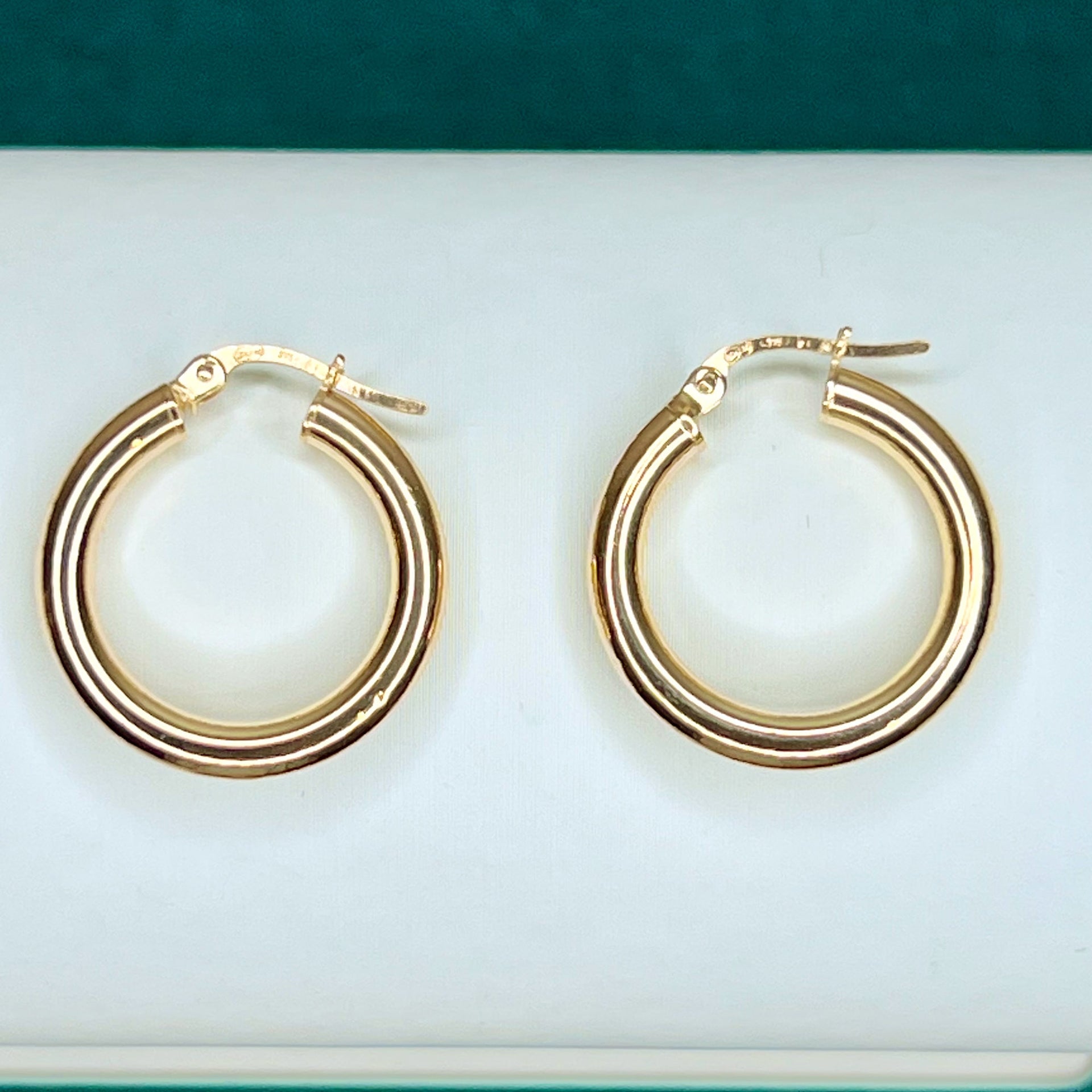 9ct solid Gold Hoop Tube earrings 20mm