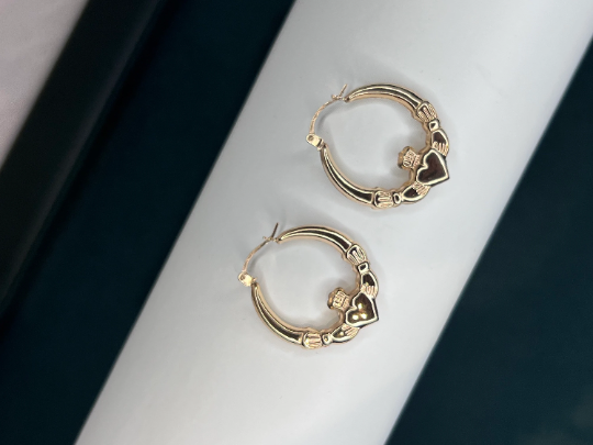 9ct solid Gold Cladagh Earrings 20mm