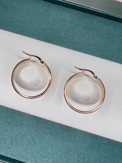 9ct solid Gold Hoop earrings 24mm
