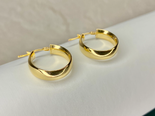 9ct solid Gold Tube Hoop Earrings 18mm