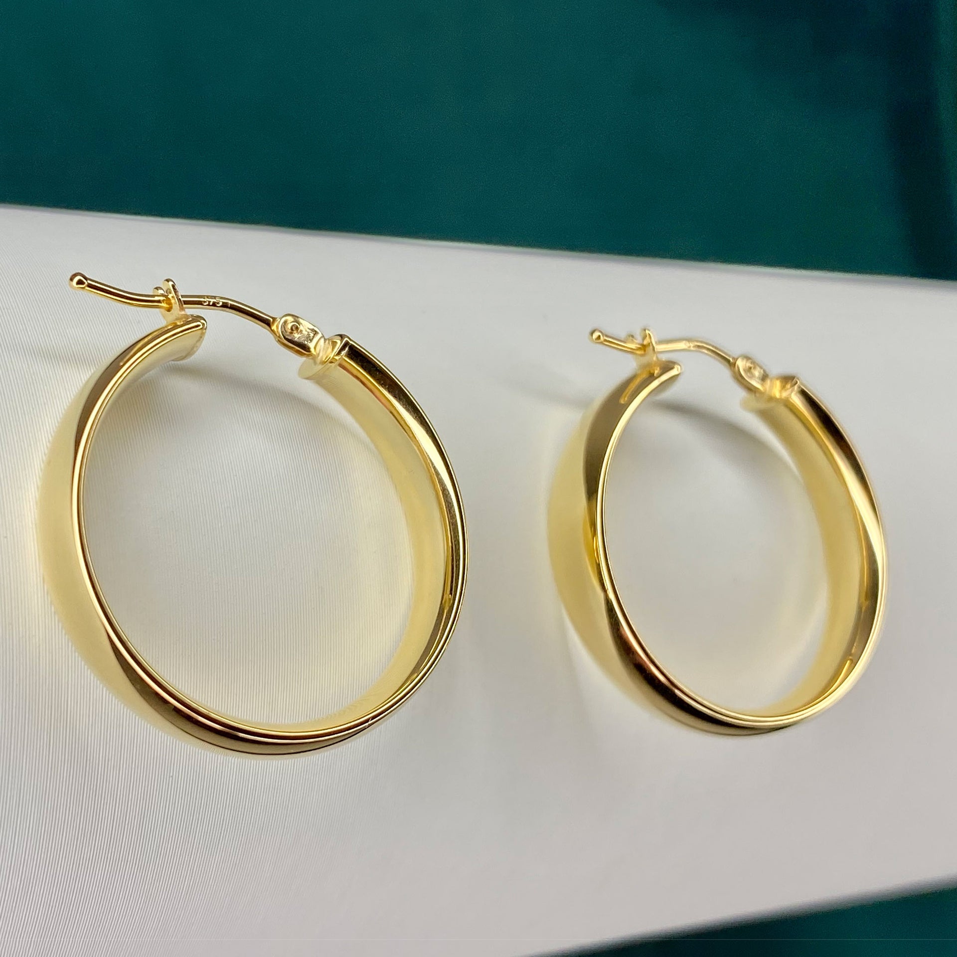 9ct solid Gold Tube Hoop Earrings 23.8mm